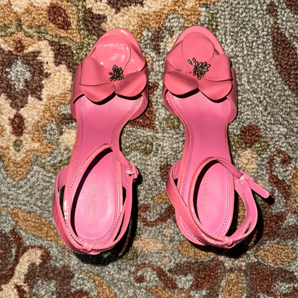 Tory Burch Pink Floral Heels 9.5
